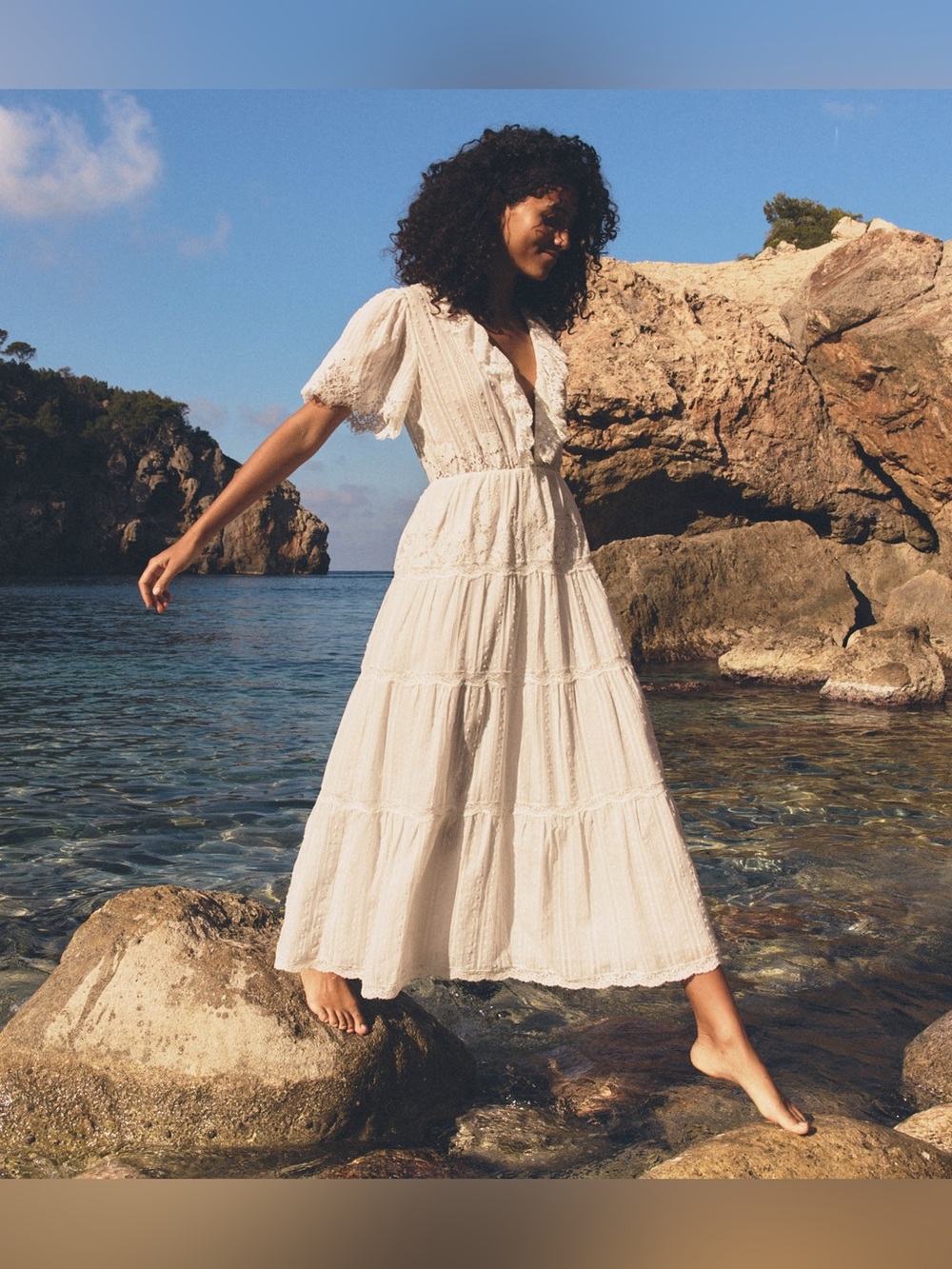 DÔEN Gabriella Lace Cotton Midi-Dress